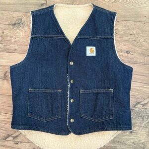 Carhartt Dark Blue Vest with Cream Lining